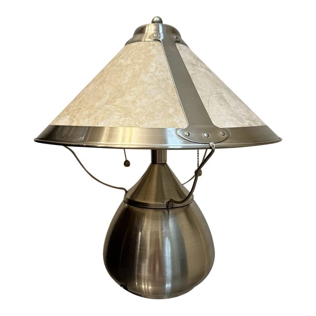 Vintage Brushed Nickel Dirk Van Erp Style Table Lamp For Sale