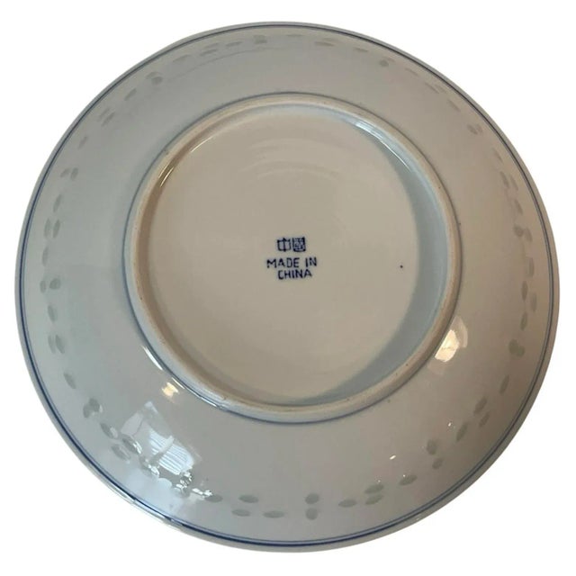 Mid 20th Century Mid 20th Century Blue and White Chinese Rice Grain Serving Bowl 8.5” For Sale - Image 5 of 10