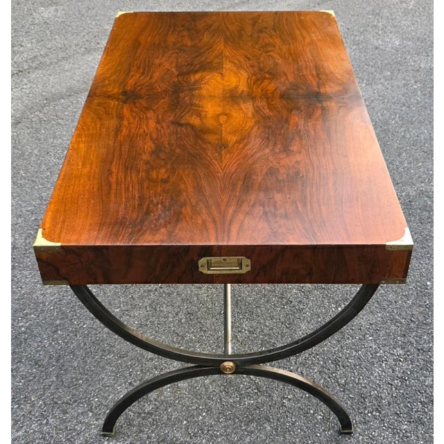 Antique Late 19th/Early 20th Century Italian Rosewood and Walnut Wrought-Iron Campaign Desk For Sale - Image 4 of 9