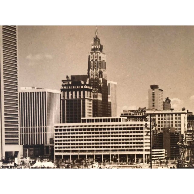 Vintage 1977 Morton C. Tadder Baltimore Inner Harbor Signed Black & White Sepia Tone Large Cityscape Photograph For Sale - Image 6 of 12