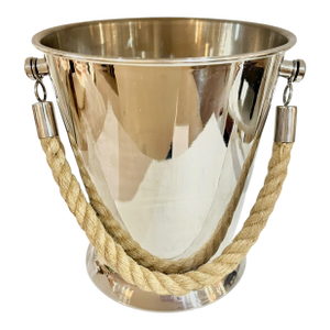 Vintage Stainless Steel Ice Champagne Bucket With Rope Handle