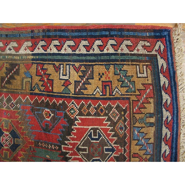 Mid 19th Century 1860s Brown Geometric Tribal Antique n.w. Persian Savojbolagh Rug 4'8" X 7'4" Handknotted Wool Carpet For Sale - Image 5 of 5