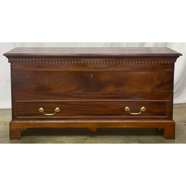 2000 - 2009 Vintage Mahogany Chippendale Style Cedar Lined Blanket Chest Trunk For Sale - Image 5 of 9