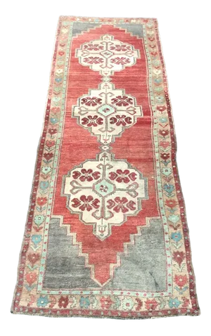 Long Turkish Handmade Oushak Runner Rug