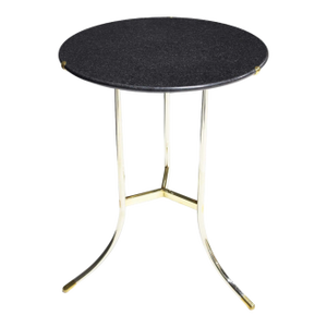 Mid 20th Century Cedric Hartman Polished Steel and Brass Side Table With Black Granite Top