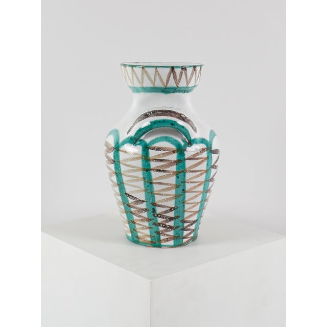 Large Mid-Century Ceramic Vase with Handles by Robert Picault, France, 1950 For Sale - Image 4 of 10