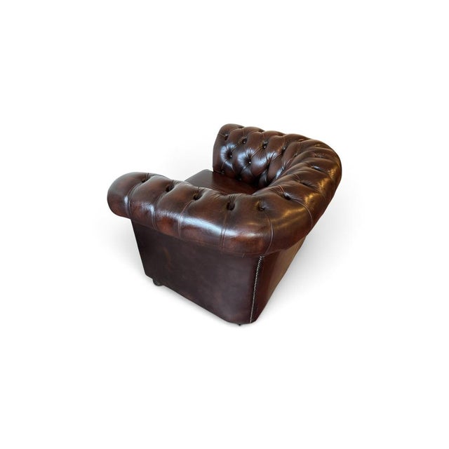 Vintage English Chesterfield Leather Club Chair For Sale - Image 3 of 4