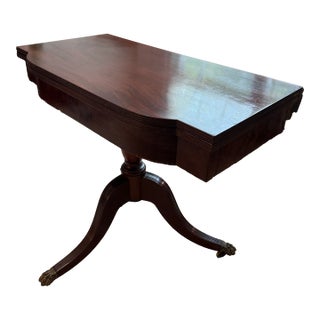 Vintage American Federal Relief Carved Mahogany Card Table, New York, Circa 1810 For Sale