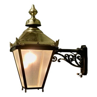 Large Brass Wall Hung Lantern Wall Light, 1960s For Sale