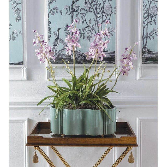 Port 68 Tuscan Scallop Planter with Brass Feet - Celadon For Sale - Image 4 of 5