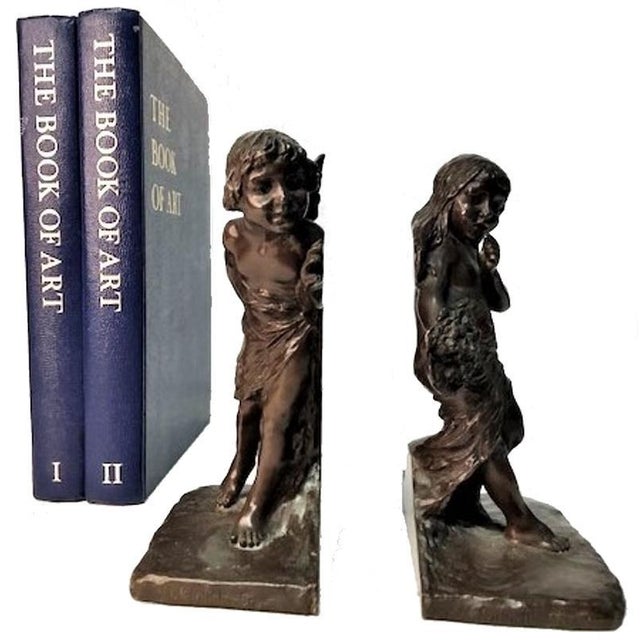 Traditional American Aestheticism, Griffoul Foundry Sculptural Bronze Bookends, Early XX C. - Set os 2 For Sale - Image 3 of 10