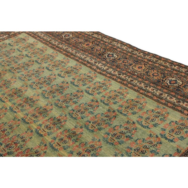 Late 19th Century Late 19th Century Antique Tabriz Persian Rug in an All Over Green, Red Floral Pattern For Sale - Image 5 of 7