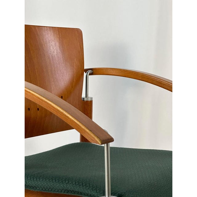 Vintage Stacking Chairs in Chrome and Beech Ply, 1980s, Set of 4 For Sale - Image 6 of 10