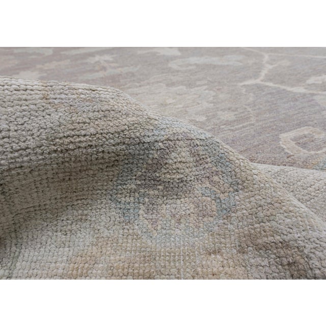 Textile Turkish Oushak Rug Gray & Green Handwoven Wool Rug 8'9" X 12'1" For Sale - Image 7 of 9
