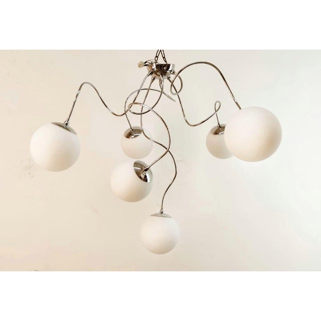 Adjustable Hanging Lamp with White Sphere Glass For Sale - Image 12 of 14