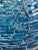 Metal Art Glass Pendant Light : Vintage Mid-Century Cut Blue Glass Stacked Globe-Shaped Round “Blue Moon” Pendant Light Fixture. Mid Century Vibe For Sale - Image 7 of 11