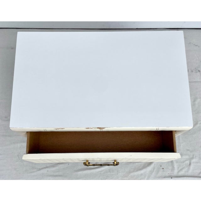 1960s 1960's White Faux Bamboo 2-Drawer Nightstand For Sale - Image 5 of 11
