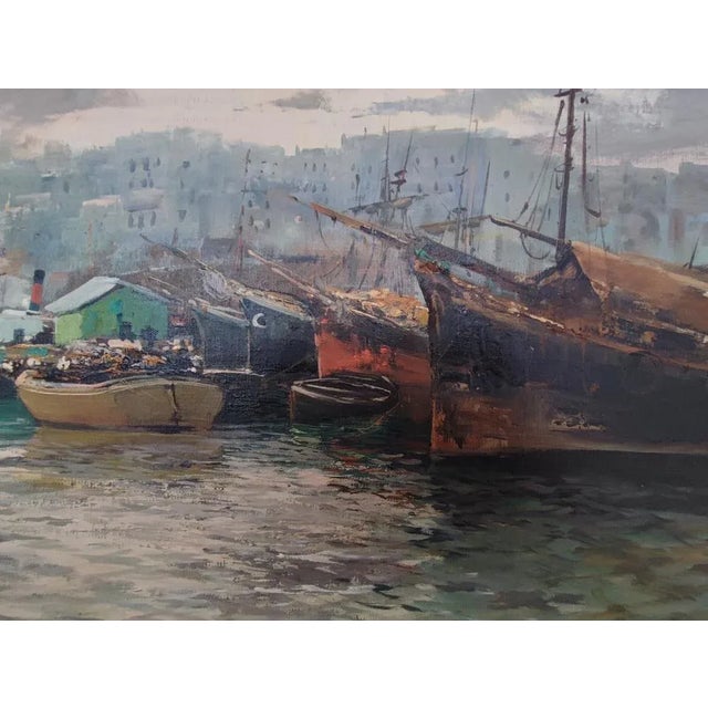 Ezelino Briante, Le Grand Port, Oil on Cardboard, 1960s, Framed For Sale - Image 5 of 9
