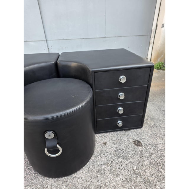 Contemporary Chest of Drawers with Black Leather Stool by Guido Faleschini for I4 Mariani, 1970, Set of 3 For Sale - Image 3 of 12