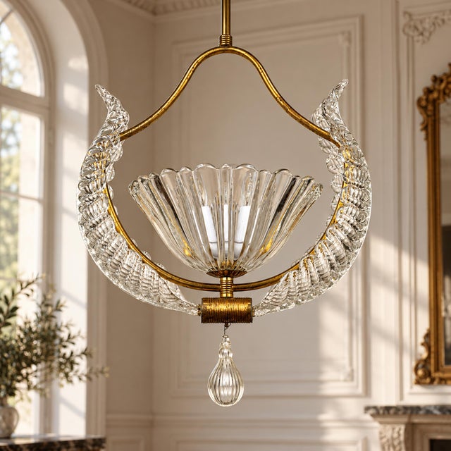 Vintage Murano Chandelier by Barovier & Toso, Italy, 1930s For Sale - Image 17 of 18