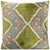 "Enhance your living space with this handmade velvet throw pillow, featuring a unique green and blue geometric Ikat design...