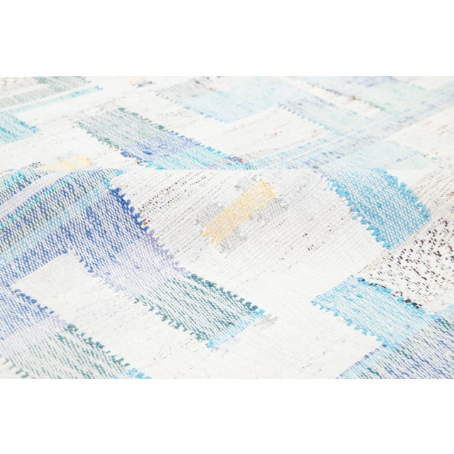 10 X 16 Contemporary Kilim Wool Rug in Beige and Blue With Abstract Design For Sale - Image 4 of 10