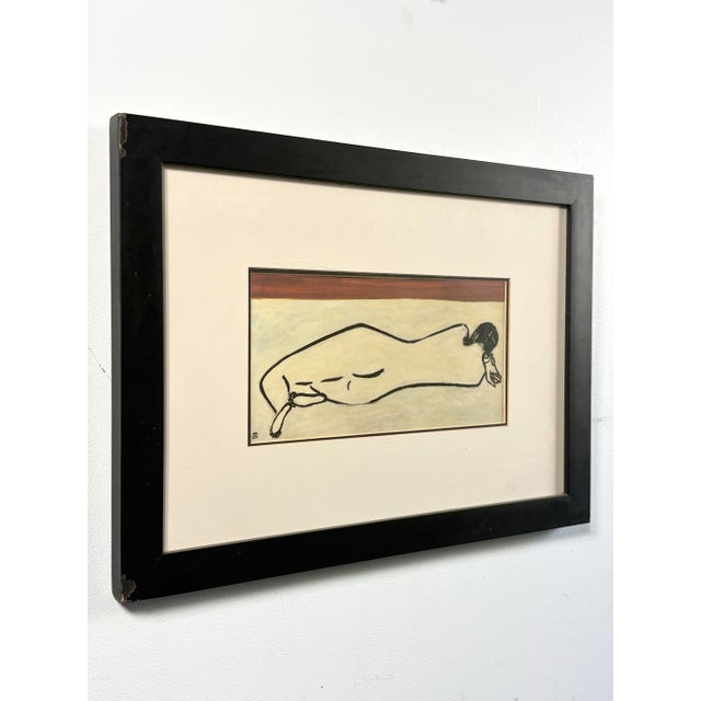 Mid 20th Century Mid 20th Century Sanyu (Chang Yu) Style Reclining Nude – Framed Modernist Print For Sale - Image 5 of 12