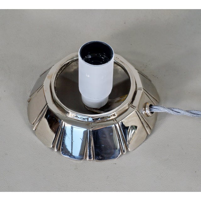 Metal French Art Deco Table Lamp by Verreries Des Hanots 1930 France For Sale - Image 7 of 8