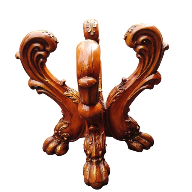 Traditional Acme Furniture Dresden Dining Table Cherry Oak/Clear Glass Elegant Pedestal Base For Sale - Image 3 of 4