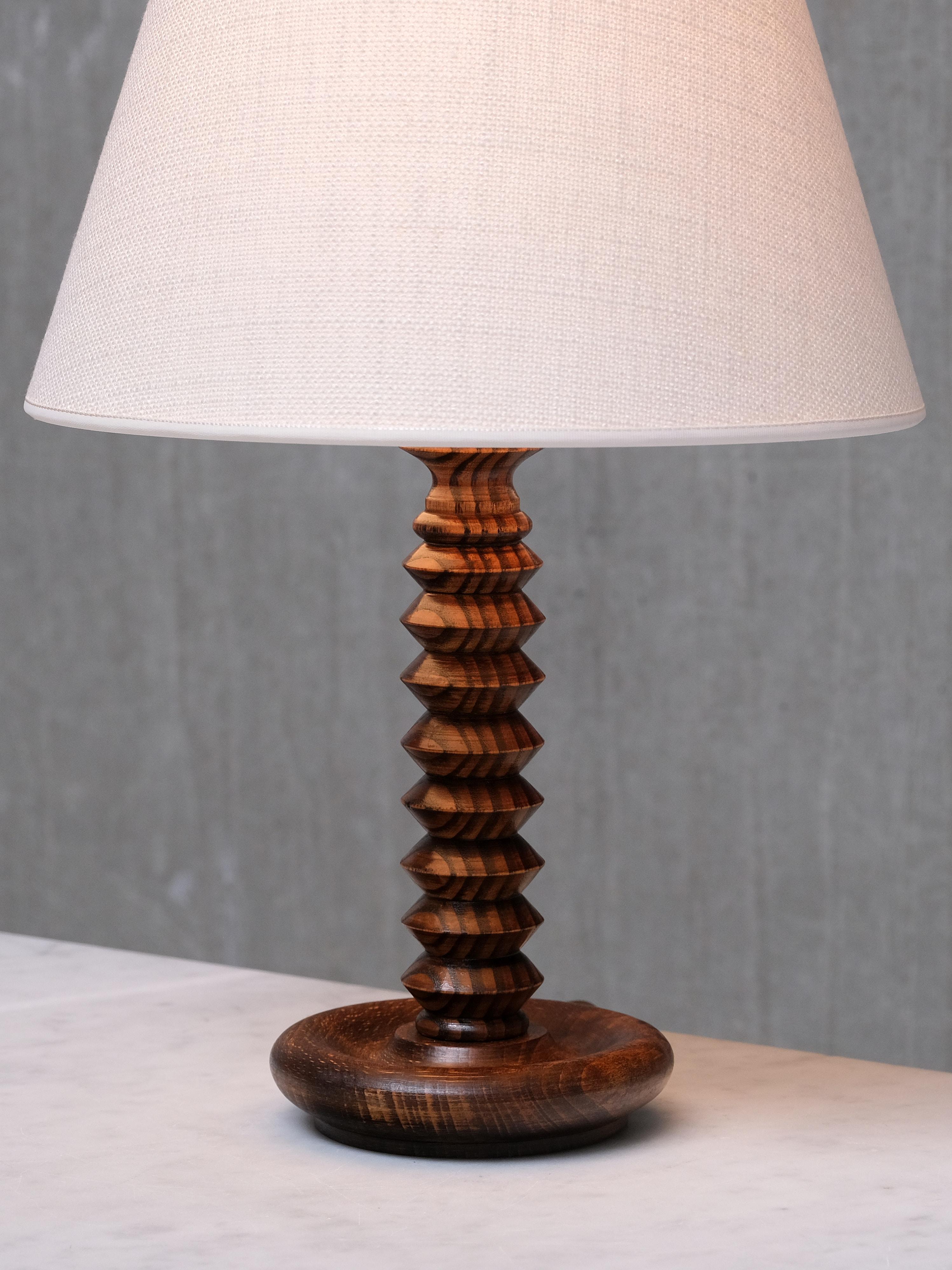 Sculptural Table Lamp in Ash Wood attributed to Charles Dudouyt