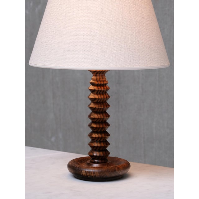 Brown Sculptural Table Lamp in Ash Wood attributed to Charles Dudouyt, France, 1950s For Sale - Image 8 of 11