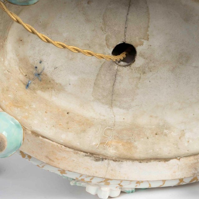 White Napoleon III Style Saxon Porcelain Table Lamp For Sale - Image 8 of 9