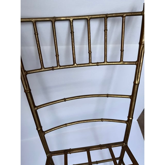 Vintage Gilt Iron Faux Bamboo Chair Made in Spain For Sale - Image 11 of 12