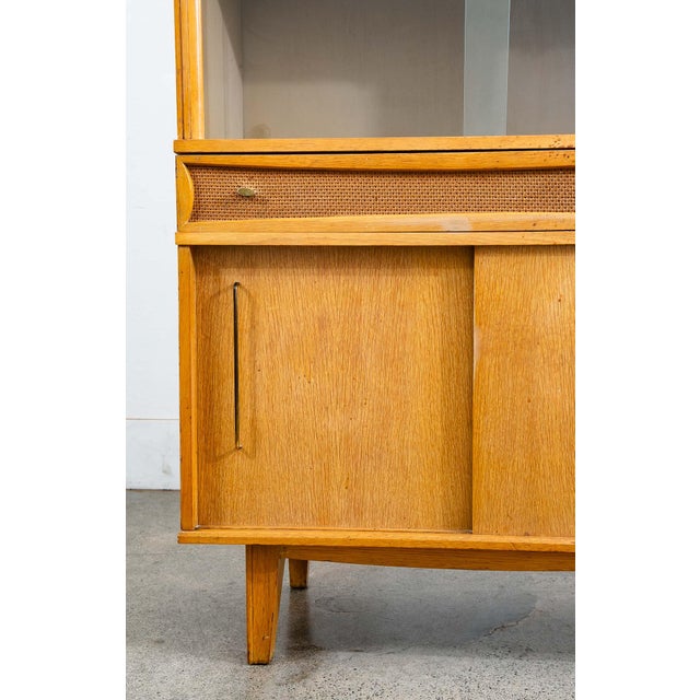 Wood 1960s Mid Century Modern China Cabinet Hutch Meier Pohlmann Blonde Glass Doors Vintage For Sale - Image 7 of 11