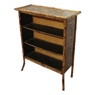 Circa 1880 English Decoupaged Bamboo Bookcase For Sale