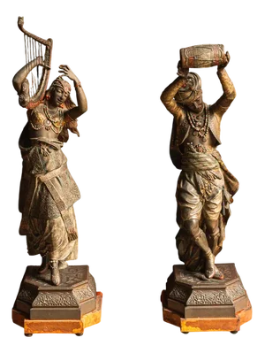 Waagen, Figurative Statues, 1800s, Burnished Metal, Set of 2