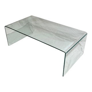 Wonderful Vintage Bent Glass Coffee Table For Sale
