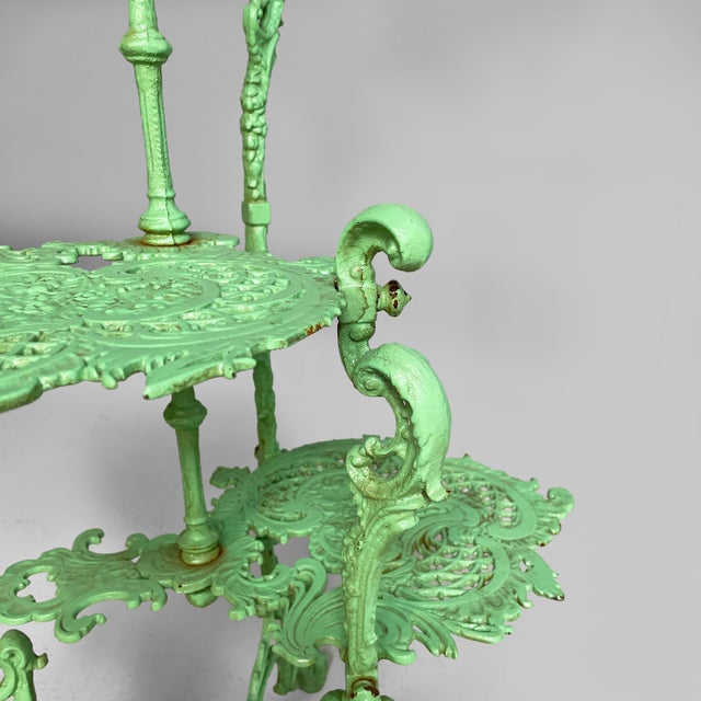 Metal Italian Art Deco Plant Stands in Green Cast Iron, 1930s, Set of 2 For Sale - Image 7 of 18