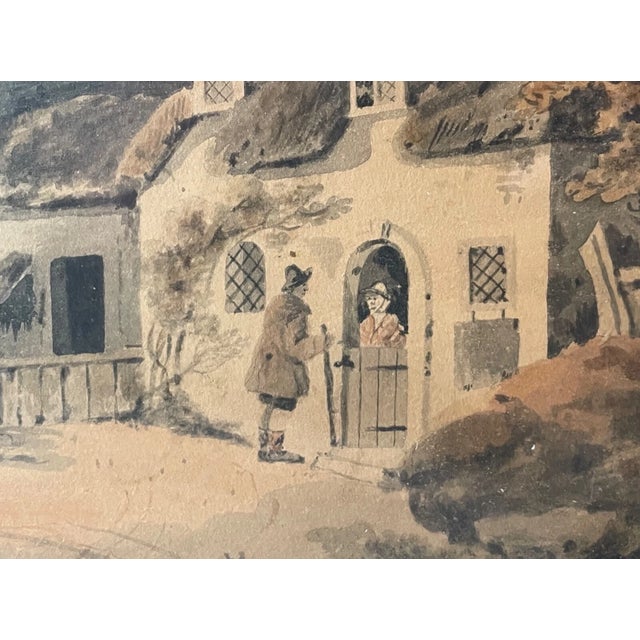 Paint Antique 19th Century Landscape Farm Village Realism Watercolor Painting Country For Sale - Image 7 of 12