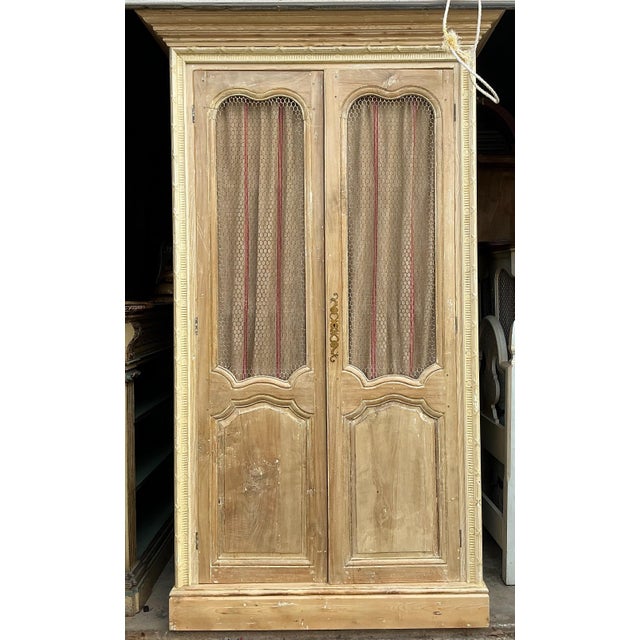 19th-C. Louis XV Style French Pine Cabinet / Bookcase / Armoire W/ Ticking For Sale - Image 9 of 10