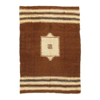 Vintage Turkish Hand Woven Mohair Area Rug, 4'7" X 6'5 For Sale