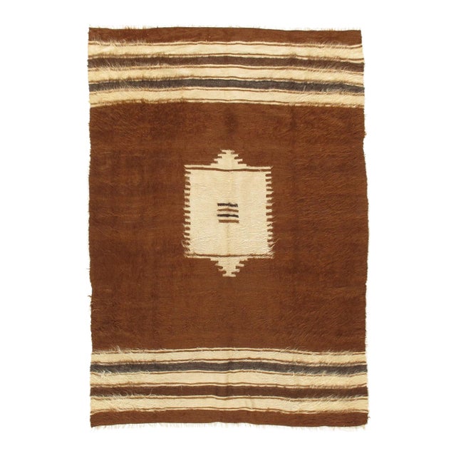 Vintage Turkish Hand Woven Mohair Area Rug, 4'7" X 6'5 For Sale