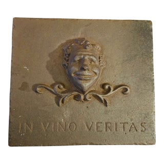 Vintage in Vino Veritas Heavy Metal Plaque For Sale