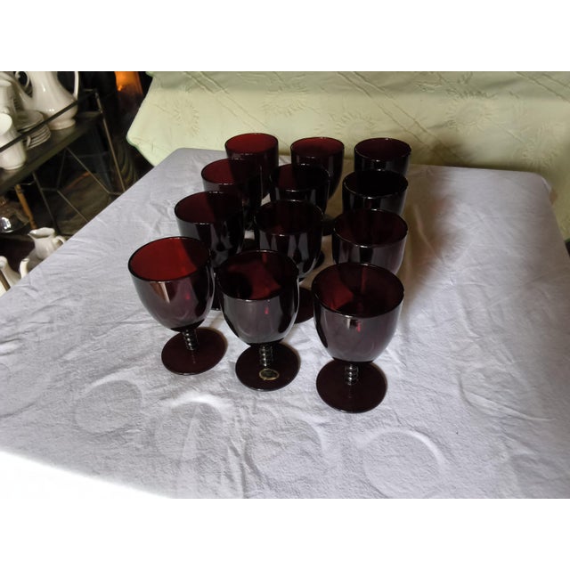 Glass Vintage Mid-Century Modern Royal Ruby Red Goblets - Set of 12 For Sale - Image 7 of 10