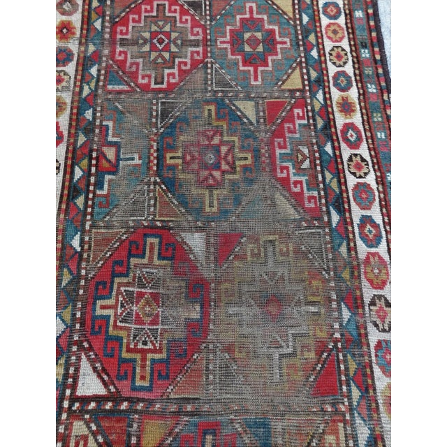 Distressed Antique Caucasian Rug. 3'4"x 7'10'" For Sale In Los Angeles - Image 6 of 13
