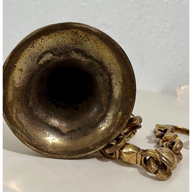 Religious Rare Antique Judaica Hanging Bronze Jewish Synagogue or Temple Oil Lamp w Chain For Sale - Image 3 of 6