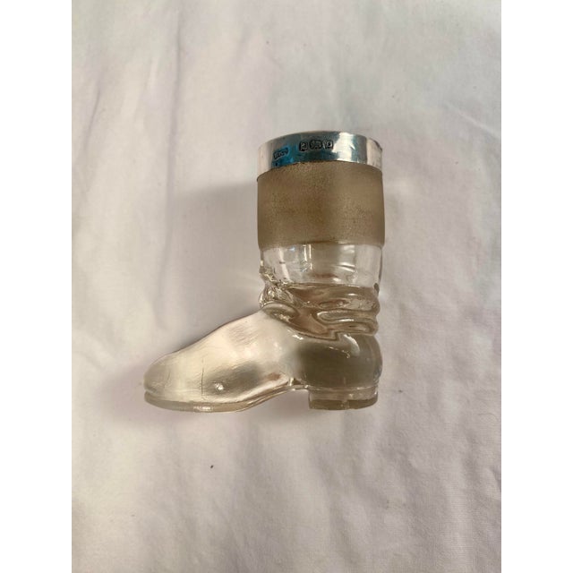 English Antique English Glass and Sterling Boot Match Striker For Sale - Image 3 of 11