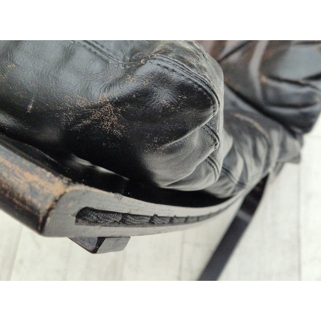 1970s Norwegian Siesta Lounge Chair in Black Leather & Bentwood by Ingmar Relling for Westnofa, 1970s For Sale - Image 5 of 18