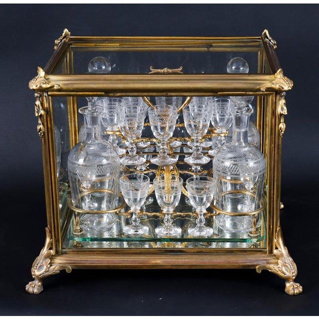 Antique French Bacarrat Ormolu and Glass Liqueur Cabinet, 1800s, Set of 21 For Sale - Image 10 of 18