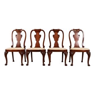 Baker Furniture Georgian Carved Mahogany Dining Chairs, Set of Four For Sale